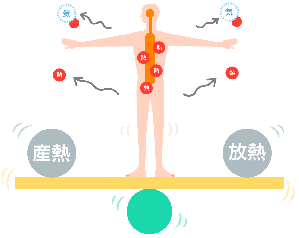体の「蓄熱量」に応じて「放熱量」をコントロール