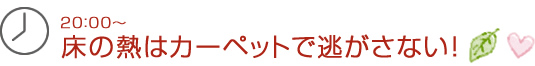 20：00～床の熱はカーペットで逃がさない！