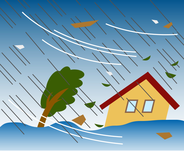 台風や洪水、竜巻などの自然災害のイメージ